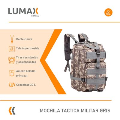 Imagen 2 del producto Mochila Tactica Militar Camping 30 Litros Gris Camuflaje