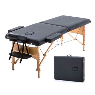 Camilla de Masajes Madera 2 Cuerpos Negro