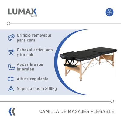 Imagen 2 del producto Camilla de Masajes Madera 2 Cuerpos Negro