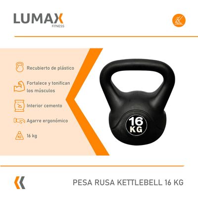 Imagen 2 del producto Pesa Rusa Kettlebell 16kg Entrenamiento Crossfit Fitness