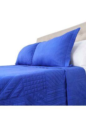 Imagen 2 del producto Cubrecama Prewash Cuadros Bordado 1.5 Plazas Morado