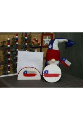 Porta Servilleta Bandera Chile 13,5X5,2X7,6Cm Ynp-02
