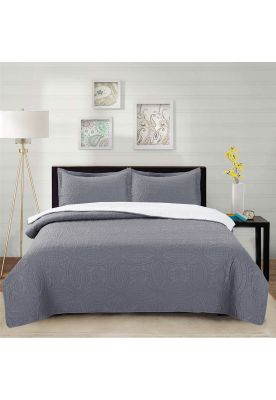 Cubrecama Micro Ultra Sherpa 2P Color Gris Acero