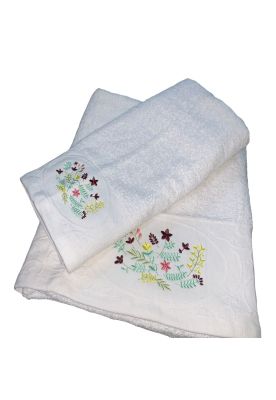 Set 2 Toallas Embrodery 500g Flowers D1