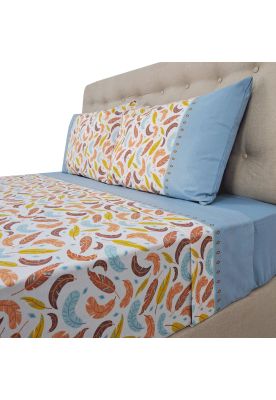 Sábanas 144H Estampadas Plumas Calidas King