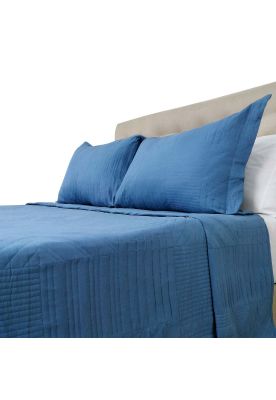 Imagen 2 del producto Cubrecama Prewash Cuadros Bordado King Indigo