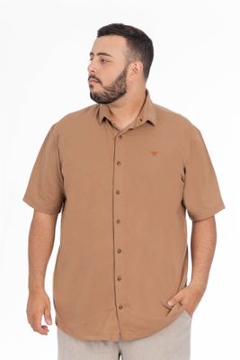 Plus Camisa Camisa Textura Mont Café