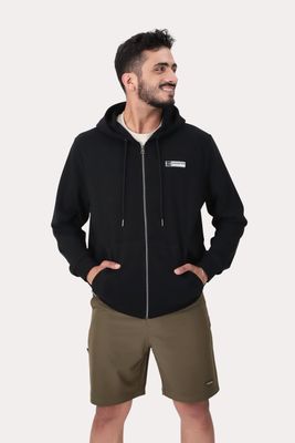 Poleron Full Zipper Fleece Logan Negro