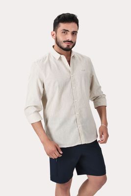 Camisa ML Fake Linho Tucuma Beige Gangster