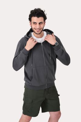 Poleron Full Zipper Fleece Loop Gris