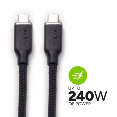 Imagen 2 del producto Cable USB-C a USB-C 4.0 240W 0.8 Mt trenzado Mophie negro