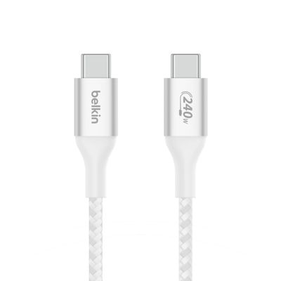 Cable USB-C a USB-C 240W de 2.0 Mt trenzado Belkin Blanco