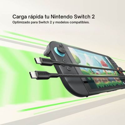 Imagen 2 del producto Cable USB-C a USB-C de 60 W para Nintendo Switch 2 Negro 2 m