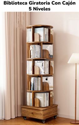 Imagen 2 del producto Biblioteca Giratoria 360 Librero Organizador Con Cajón 173cm