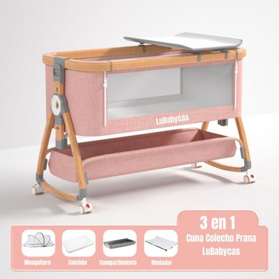 Imagen 2 del producto Cuna Colecho Mecedora 3 En 1 LuBabycas Rosada