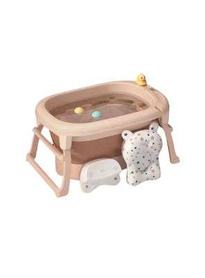 Bañera Con Cojin Termómetro Más Accesorios Rosada Lubabycas