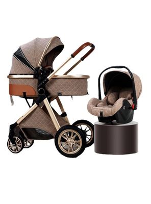 Coche Deluxe Con Silla Nido Y Accesorios Café Lubabycas
