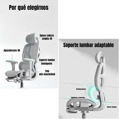 Imagen 2 del producto Silla De Escritorio Reclinable Premium E13 Gris LuBabycas