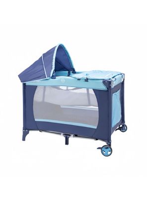 Cuna Corral Con Mudador Mosquitero Colchón Azul LuBabycas