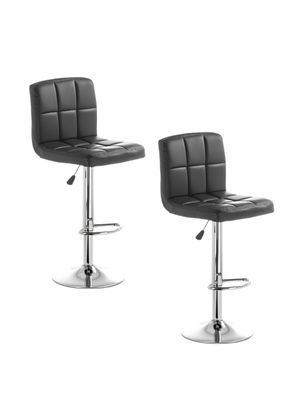 Pack 2 Sillas Piso Bar Negra Altura Regulable Ecocuero YC069
