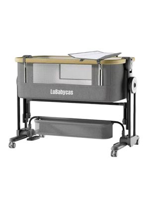 Cuna Colecho Con Mudador Colchón Mosquitero LuBabycas Gris