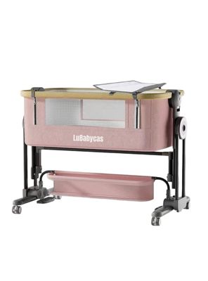 Cuna Colecho Con Mudador Colchón Mosquitero LuBabycas Rosada