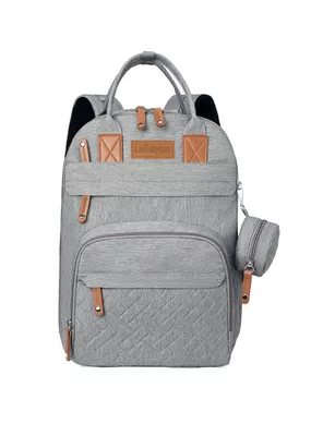 Mochila Maternal Con Monedero Y Colgador Lubabycas Gris