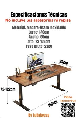 Imagen 2 del producto Escritorio Eléctrico Regulable Accesorios 140CM LuBabycas