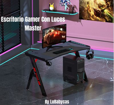 Imagen 2 del producto Escritorio Gamer Con Luces 140x60x73cm Negro By LuBabycas