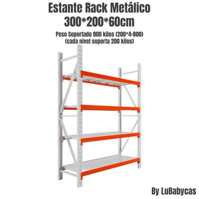 Imagen 2 del producto Estantes Metalicos 300*60*200cm Blanco Naranjo 800 kilos