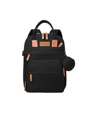Mochila Maternal Con Monidero Y Colgador Lubabycas Negra