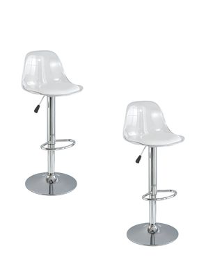 Pack 2 Sillas Piso Bar Blancas Altura Regulable Con Respaldo