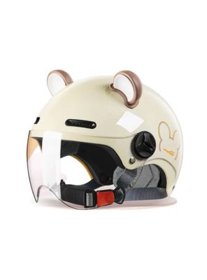 Casco Bicicleta Regulable Con Mica Para Niños Crema