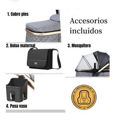 Imagen 2 del producto Coche Travel System Con Accesorios LuBabycas X1 Gris
