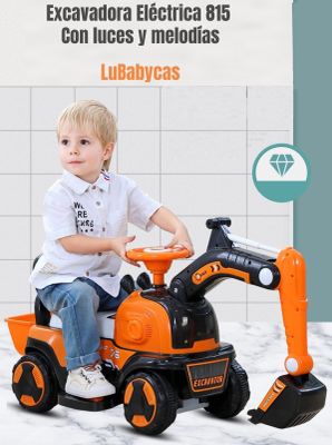Imagen 2 del producto Excavadora Eléctrica Montable Luces Música LuBabycas Naranja