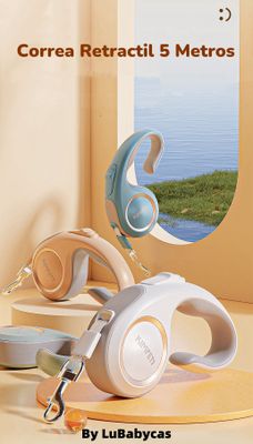 Imagen 2 del producto Correa Retráctil Para Mascotas 5Mts Dorada By LuBabycas