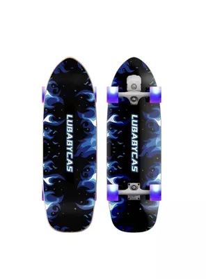 Skate Patineta De Madera Con Luces Freestyle Azul LuBabycas