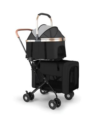 Imagen 1 del producto Cochecito Doble Para Mascotas Acura Negro By LuBabycas