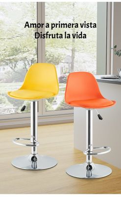 Imagen 2 del producto Pack 2 Sillas Piso Bar Negras Altura Regulable Con Respaldo