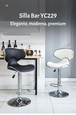 Imagen 2 del producto Pack 2 Sillas Piso Bar Premium Negras Altura Regulable YC229