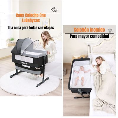 Imagen 2 del producto Cuna Colecho One Con Mosquitero Colchón Gris LuBabycas