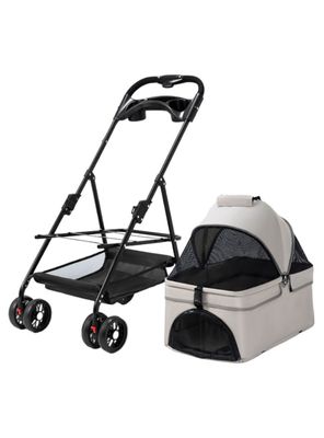 Coche Para Mascotas Perros Gatos 2 En 1 LuBabycas Gris