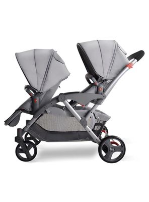 Imagen 1 del producto Coche Doble Duo Reclinable 9 Modos En 1 LuBabycas Gris