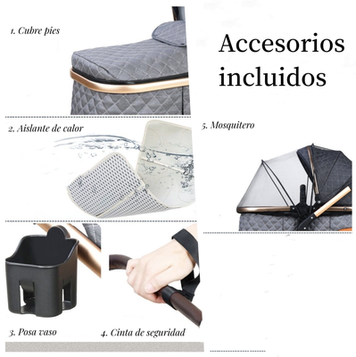 Imagen 2 del producto Coche Travel System Con Accesorios LuBabycas X1 Rosado