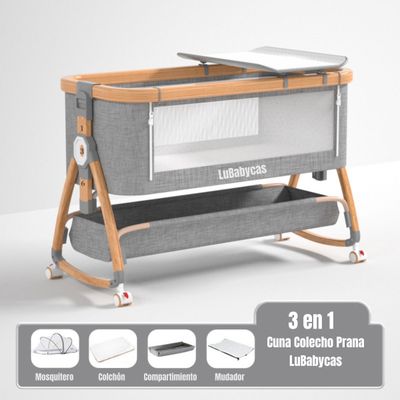 Imagen 2 del producto Cuna Colecho Mecedora 3 En 1 LuBabycas Gris