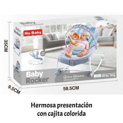 Imagen 2 del producto Mecedora Bebé Silla Nido Musical Vibración Azul LuBabycas