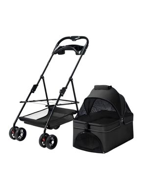Coche Para Mascotas Perros Gatos 2 En 1 LuBabycas Negro