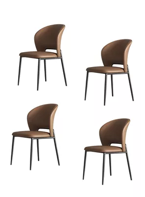 Pack 4 Sillas De Comedor Premium Ecocuero Deli Naranjas