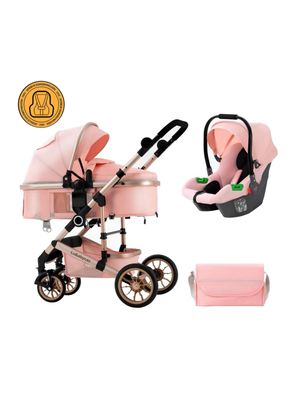 Coche Travel System Con Accesorios Musso Rosado LuBabycas