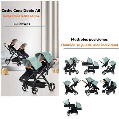 Imagen 2 del producto Coche Cuna Doble Multiposiciones Compacto Negro By LuBabycas